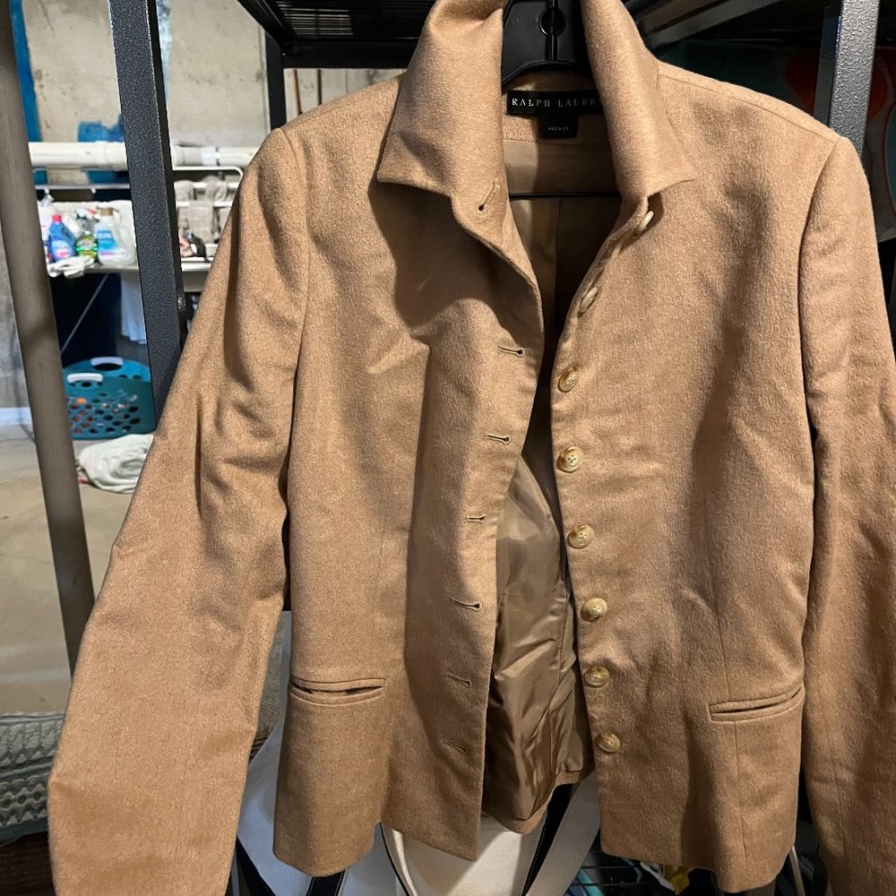 Ralph Lauren Black Label Camel Hair Spring Jacket, Beige, Size 6